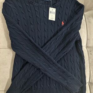 Ralph Lauren Men's Dark Blue Cable-Knit Sweater